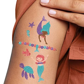 Big Dot of Happiness Mermaid Temporary Tattoos for Kids' Party Favors, Mermaid Activity