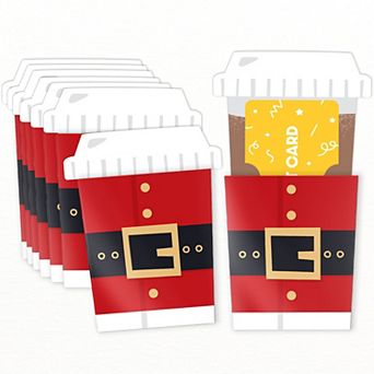 Big Dot of Happiness Jolly Santa Claus Coffee Cup Christmas Nifty Gifty Gift Card Holders 8 ct