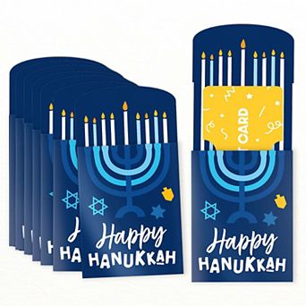 Big Dot of Happiness Hanukkah Menorah Gift Card Holders, Chanukah Holiday Nifty Gifty Pack, 8 ct