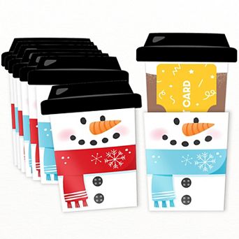 Big Dot of Happiness Assorted Snowman Coffee Cup Winter Nifty Gifty Gift Card Holders 8 ct