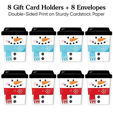 Big Dot of Happiness Assorted Snowman Coffee Cup Winter Nifty Gifty Gift Card Holders 8 Ct