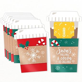 Big Dot of Happiness Assorted Hot Cocoa Coffee Cup Christmas Nifty Gifty Gift Card Holders 8 ct