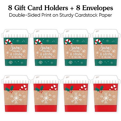 Big Dot of Happiness Assorted Hot Cocoa Coffee Cup Christmas Nifty Gifty Gift Card Holders 8 Ct