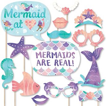 Big Dot of Happiness Mermaid Funny Photo Props - 10 ct