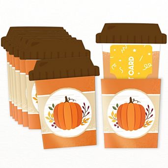 Big Dot of Happiness Fall Pumpkin Coffee Cup Halloween or Thanksgiving Nifty Gift Card Holders 8 ct