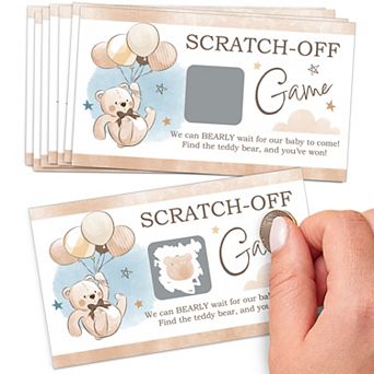 Big Dot of Happiness We Can Bearly Wait - Teddy Bear Baby Shower Game Scratch Off Cards - 22 Count