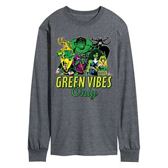 Men's Marvel Green Vibes Only Long Sleeve Graphic Tee