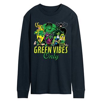 Men's Marvel Green Vibes Only Long Sleeve Graphic Tee