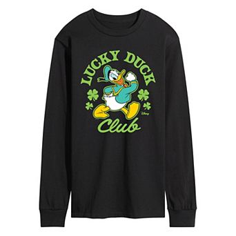 Men's Disney's Donald Duck Lucky Duck Club Long Sleeve Graphic Tee