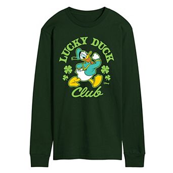 Men's Disney's Donald Duck Lucky Duck Club Long Sleeve Graphic Tee