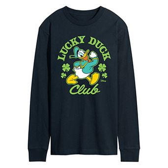 Men's Disney's Donald Duck Lucky Duck Club Long Sleeve Graphic Tee