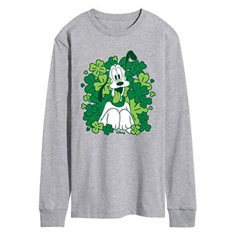 Men's Disney's Pluto Shamrocks Long Sleeve Graphic Tee