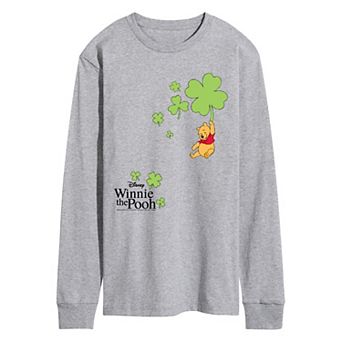 Men's Disney's Winnie The Pooh Shamrock Collage Long Sleeve Graphic Tee
