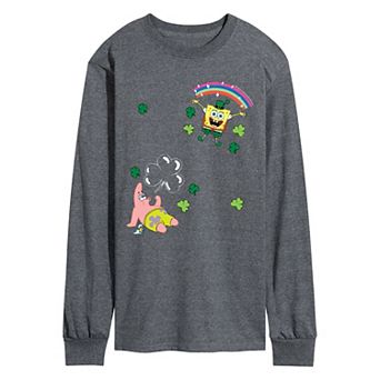 Men's SpongeBob SquarePants St. Patrick's Day Collage Long Sleeve Graphic Tee