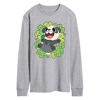 Men's Pokémon Pancham Clovers Collage Long Sleeve Graphic Tee
