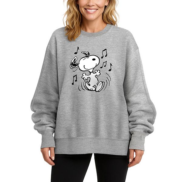 Women's Peanuts Snoopy Graphic Oversized Fleece Crew Sweatshirt