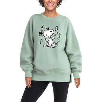 Women's Peanuts Snoopy Graphic Oversized Fleece Crew Sweatshirt