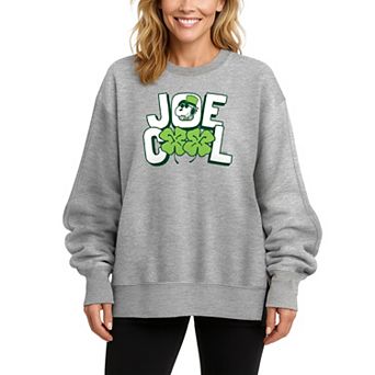 Women's Peanuts Joe Cool Clovers Oversized Fleece Crew Sweatshirt