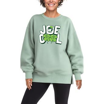 Women's Peanuts Joe Cool Clovers Oversized Fleece Crew Sweatshirt