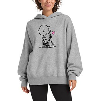 Women's Peanuts Snoopy & Charlie Brown Oversized Fleece Hoodie Sweatshirt