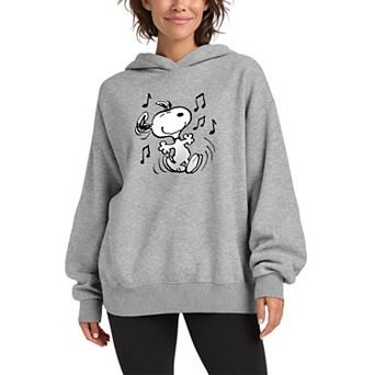 Women's Peanuts Snoopy Graphic Oversized Fleece Hoodie Sweatshirt