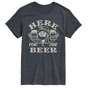 Big & Tall Here For The Beer Distressed Graphic Tee