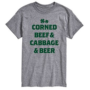 Big & Tall Corned Beef & Cabbage & Beer Graphic Tee