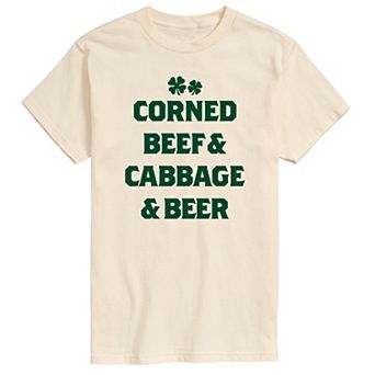 Big & Tall Corned Beef & Cabbage & Beer Graphic Tee