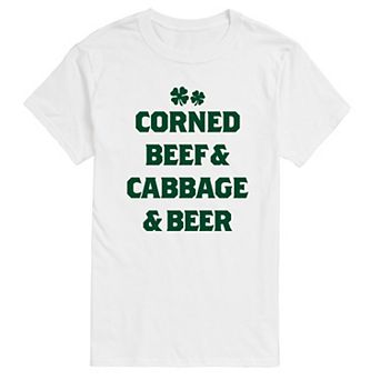 Big & Tall Corned Beef & Cabbage & Beer Graphic Tee