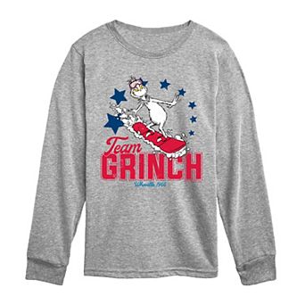 Boys 8-20 Dr. Seuss Grinch Snowboarding Long Sleeve Graphic Tee