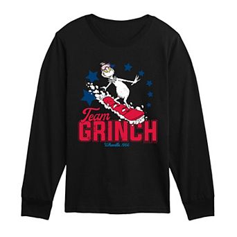 Boys 8-20 Dr. Seuss Grinch Snowboarding Long Sleeve Graphic Tee
