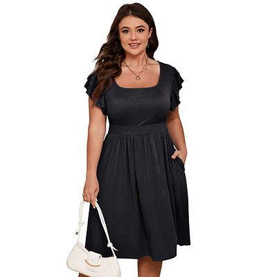 green emerald velvet dress BABEYOND Floral Plus Size Dress, Plus Size Dresses, Olive Green, 18