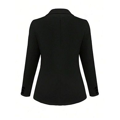Women's Slim Fit Lapel Blazer Jacket, Long Sleeve Mid-Length Casual Office Trench Coat