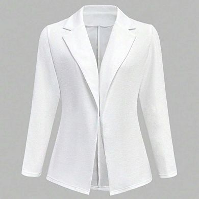 Women's Slim Fit Lapel Blazer Jacket, Long Sleeve Mid-Length Casual Office Trench Coat