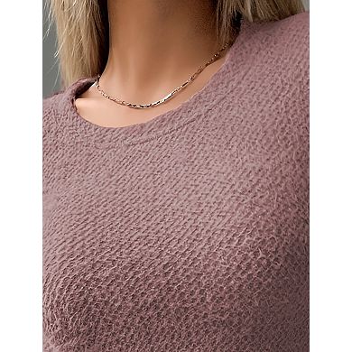 Women's Knit Sweater Long Sleeve Crew Neck Slim-Fit Top