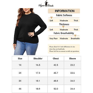 Women's Plus Size Sweater Long Sleeve Crewneck Shirts Knit Casual Basic Tee Tops