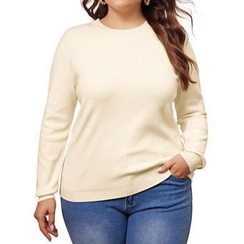 Women's Plus Size Sweater Long Sleeve Crewneck Shirts Knit Casual Basic Tee Tops