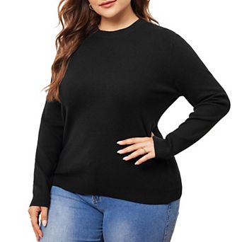 Women's Plus Size Sweater Long Sleeve Crewneck Shirts Knit Casual Basic Tee Tops