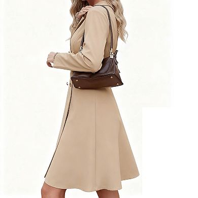 Women's Double-Breasted Trench Coat Slim Fit Longline Fashion Outerwear