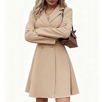 Women's Double-Breasted Trench Coat Slim Fit Longline Fashion Outerwear
