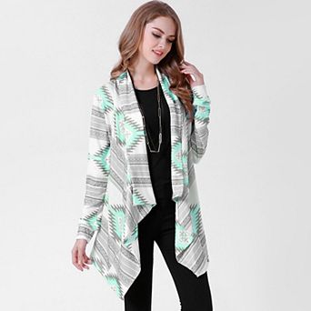 Lightweight Women’s Long Sleeve Open Front Cardigan with Shawl Collar