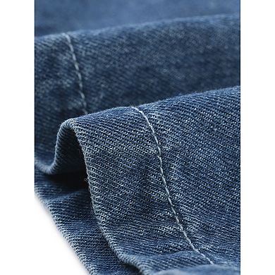 Women's Plus Size Layered Drawstring Hood for Women Denim Utility Jacket W Pocket