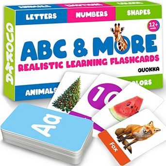 QUOKKA ABC Learning Flash Cards for Toddlers 2-4 Years Old 60 Realistic Flashcards for Kids