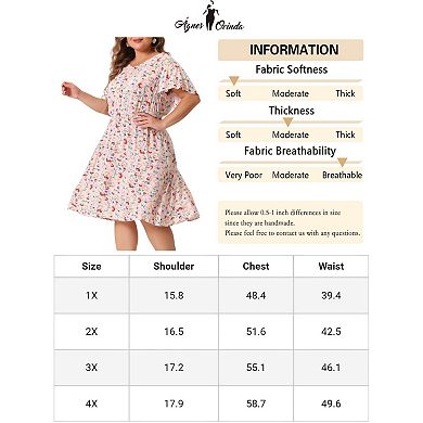 Women's Plus Size Dress Ruffle Short Sleeve Floral Midi Dresses