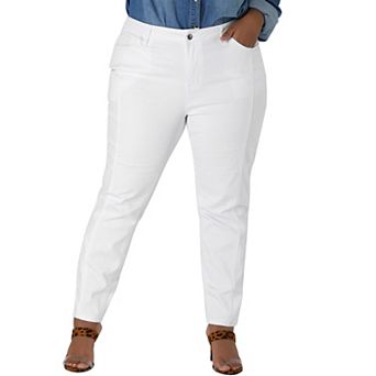 Women's Plus Size Mid Rise Stretch Washed Skinny Jeans