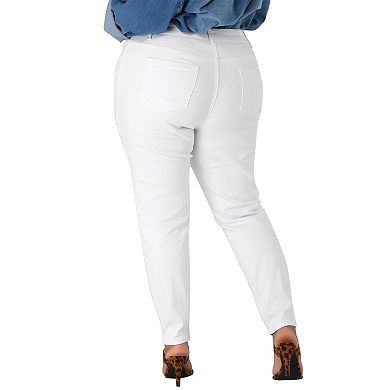 Women's Plus Size Mid Rise Stretch Washed Skinny Jeans