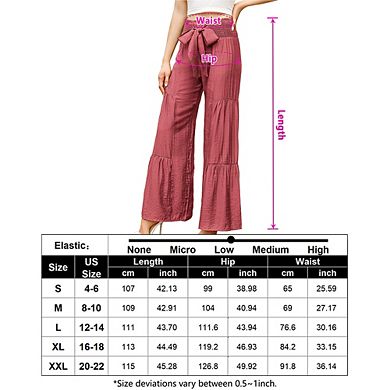 Women's High Waisted Smocked Ruffle Hem Wide Leg Palazzo Vacation Beach Pants