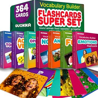 QUOKKA Flash Cards for Kids and Adults Large Preschool FlashCards for Vocabulary builder