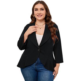 Womens Plus Size Blazer Casual Jacket Suit Long Sleeve Blazer Open Front Cardigan Work Office