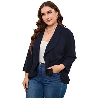 Womens Plus Size Blazer Casual Jacket Suit Long Sleeve Blazer Open Front Cardigan Work Office
